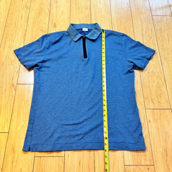 Luciano Barbera Cotton 1/4 Zip Collared Polo Shirt Blue Italy Men's Size Large - Picture 3 of 7